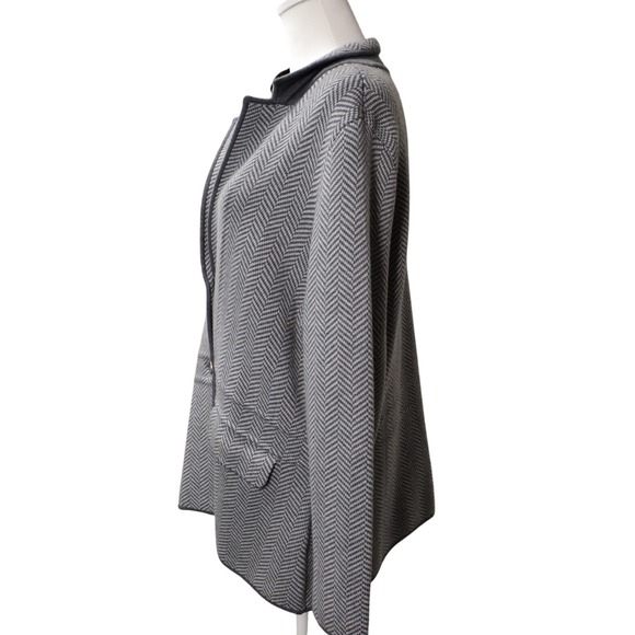 Talbots Plus 1X Merino Wool Gray Herringbone Knit Blazer Jacket Coat Soft Layer - Picture 4 of 7